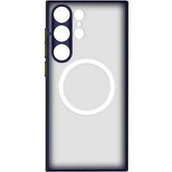 Coque MagSafe - Samsung - S23 Ultra - Bleu - Antichocs - Dos fumé et contour coloré