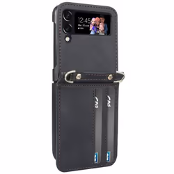 Coque Portefeuille compatible avec Samsung Galaxy Z Flip 4 Cuir Noir