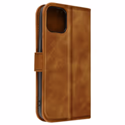 Étui iPhone 14 - Soft-touch - Marron - Éco-cuir - Clapet avec rangement - Support vidéo