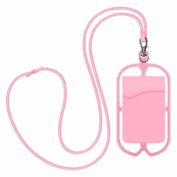 Coque - AVIZAR - NeckPouch - Silicone - Rose - Universelle avec Cordon