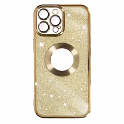 Coque iPhone 12 Pro Max - Protecam - Paillette Or - Silicone Gel - Contour Chromé - Amovible