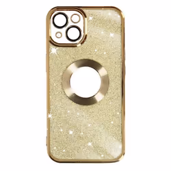 Coque iPhone 13 Paillette Or AVIZAR - Protecam Spark - Contour chromé - Fine et légère - Silicone gel - Jaune