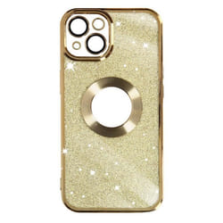 Coque iPhone 13 Paillette Or AVIZAR - Protecam Spark - Contour chromé - Fine et légère - Silicone gel - Jaune