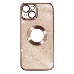 Coque iPhone 14 Plus - Protecam Spark - Paillette Rose Gold - Silicone Gel - Caméra Protégée - Élégante