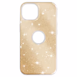 Coque pour iPhone 14 - MARQUE - Paillette Glitter - Silicone Semi-rigide - Doré - Antichoc