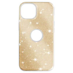 Coque pour iPhone 14 - MARQUE - Paillette Glitter - Silicone Semi-rigide - Doré - Antichoc