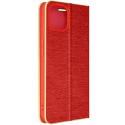 Étui iPhone 14 - Luna - Rouge - Simili cuir - Rabat magnétique - Rangement carte