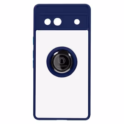 Coque - Google - Pixel 7a - Bleu - Bague de maintien - Finition métallique - Souple