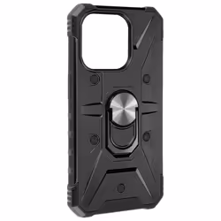 Coque Bague pour iPhone 15 Plus Bumper Antichoc Série ArmoRing Bump Noir