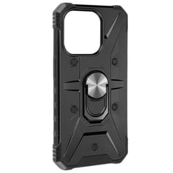 Coque Bague pour iPhone 15 Plus Bumper Antichoc Série ArmoRing Bump Noir