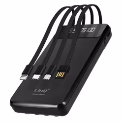 Batterie Secours - LINQ - 15000mAh - Câble 4 en 1 Amovible - Sortie USB Compact - Noir