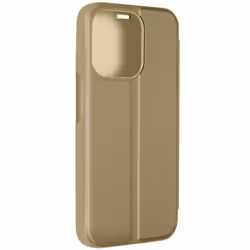 Étui Clear View pour iPhone 15 Pro Max - AVIZAR - Clapet Miroir Fonction Support Or