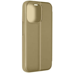 Étui Clear View pour iPhone 15 Pro Max - AVIZAR - Clapet Miroir Fonction Support Or