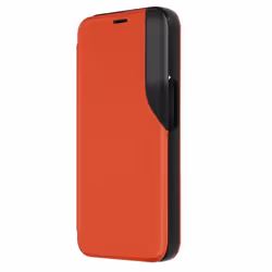 Étui Folio pour iPhone 15 Pro Max - AVIZAR - Fenêtre DAffichage - Support Vidéo - Orange