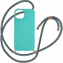 Coque cordon pour iPhone 15 - AVIZAR - Classic Case Bio - Silicone Recyclable - Turquoise