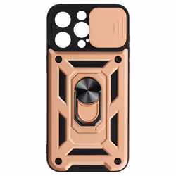 Coque Antichoc pour iPhone 15 Pro Max Cache Caméra Coulissant Bague rose gold