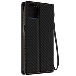 Etui pour iPhone 15 Plus - AVIZAR - Effet Carbone - Portefeuille - Support vidéo - Noir