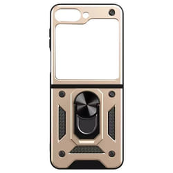 Coque - AVIZAR - Samsung Galaxy Z Flip 5 - Hybride Antichoc - Bague Métallique - Support Or