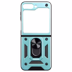 Coque pour Samsung Z Flip 5 Hybride Fine Bague Métallique Support Vert pâle