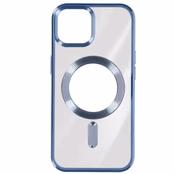 Coque de protection AVIZAR pour iPhone 15 Plus - Silicone - Contour Chromé Bleu