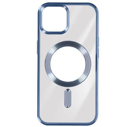 Coque de protection AVIZAR pour iPhone 15 Plus - Silicone - Contour Chromé Bleu