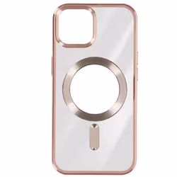 Coque MagSafe pour iPhone 15 Plus - AVIZAR - Contour Chromé Rose - Silicone - Protection Caméra