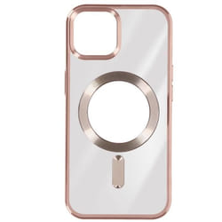 Coque MagSafe pour iPhone 15 Plus - AVIZAR - Contour Chromé Rose - Silicone - Protection Caméra