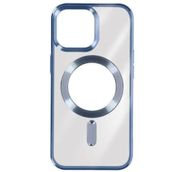 Coque de protection AVIZAR pour iPhone 15 Pro Max - Silicone - Chromé Bleu - Compatible MagSafe