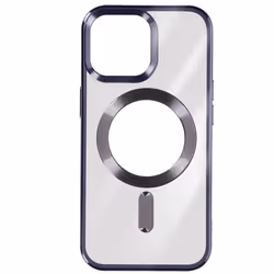 Coque MagSafe pour iPhone 15 Pro Max Silicone Protection Caméra Chromé Violet