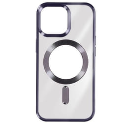 Coque MagSafe pour iPhone 15 Pro Max Silicone Protection Caméra Chromé Violet