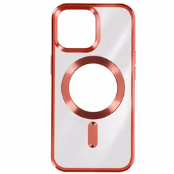 Coque MagSafe pour iPhone 15 Pro Max Silicone Protection Caméra Chromé Rouge