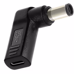 Adaptateur de Charge USB-C coudé vers Ordinateur Portable DELL 74 x 50mm Noir