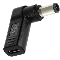 Adaptateur de Charge USB-C coudé vers Ordinateur Portable DELL 74 x 50mm Noir