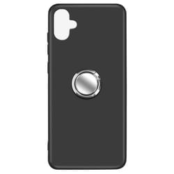Coque - AVIZAR - Samsung Galaxy A05 - Silicone souple noir - Anneau chromé - Robuste et élégante