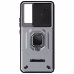 Coque pour téléphone - AVIZAR - Xiaomi 13T/13T Pro - Gris - Cache caméra coulissant - Bague support rotative