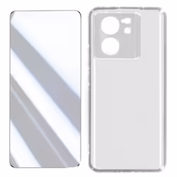 Coque Silicone - AVIZAR - Xiaomi 13T / 13T Pro - Verre Trempé 9H - Bords Biseautés 2.5D - Transparent