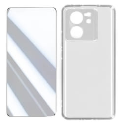 Coque Silicone - AVIZAR - Xiaomi 13T / 13T Pro - Verre Trempé 9H - Bords Biseautés 2.5D - Transparent
