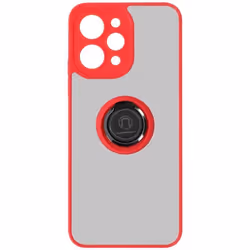 Coque pour Xiaomi Redmi 12 - AVIZAR - Ringrip - Bague Métallique - Rouge - Mat