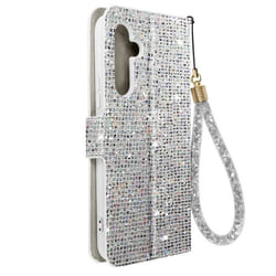 Étui pour Samsung Galaxy A54 5G Pailleté Disco Portefeuille Support vidéo Argent