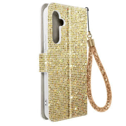 Étui pour Samsung Galaxy A34 5G - AVIZAR - Pailleté Disco - Portefeuille - Support vidéo - Jaune