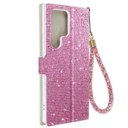 Housse AVIZAR pour Samsung S23 Ultra - Rose - Coque Rigide - Design Pailleté Disco - Support vidéo