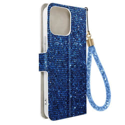 Étui pour iPhone 14 Pro Max Pailleté Disco Portefeuille Support vidéo - AVIZAR - Bleu