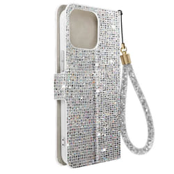 Étui pour iPhone 14 Pro Max Pailleté Disco Portefeuille AVIZAR - Gris - Rigide - Lisse