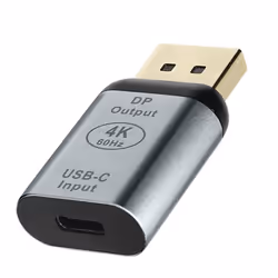 Adaptateur Vidéo - Design Compact - USB-C femelle vers DisplayPort mâle - 4K 60Hz - Aluminium Gris