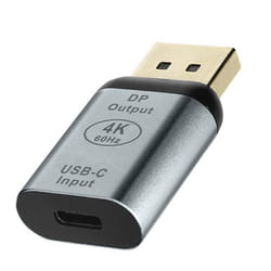 Adaptateur Vidéo - Design Compact - USB-C femelle vers DisplayPort mâle - 4K 60Hz - Aluminium Gris