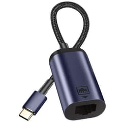 Câble Adaptateur USB-C vers Ethernet - AVIZAR - Débit 100Mbps - Longueur 10cm - Gris Foncé