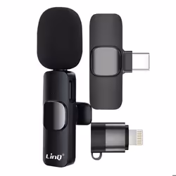 Micro cravate sans fil - LinQ avec adaptateurs USB-C et Lightning - Noir