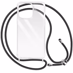Coque cordon pour smartphone - AVIZAR - iPhone 13 Pro Max - Transparent - Rigide - Lanière réglable 90 cm
