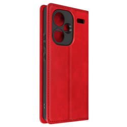 Étui pour Redmi Note 13 Pro Plus - AVIZAR - Soft Cover - Rouge - Support Vidéo - Portefeuille