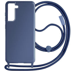 Coque AVIZAR pour Samsung Galaxy S21 FE - Semi-Rigide Bleu Nuit - Lanière 80cm